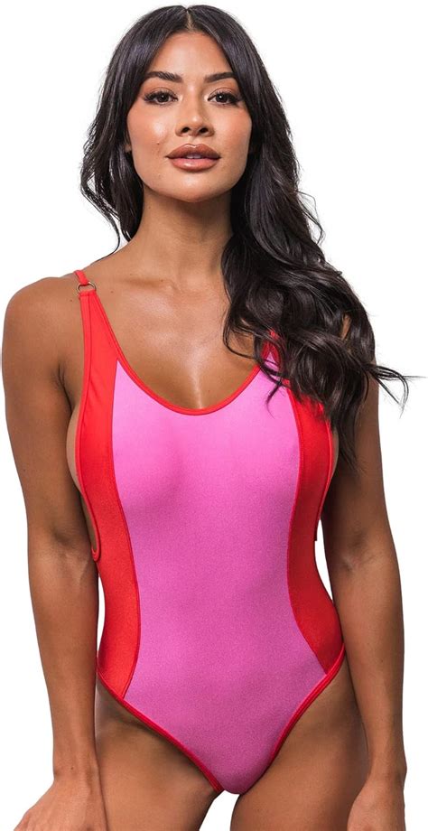 Amazon Wicked Weasel Sexy Spandex One Piece Bikini Adjustable Strap Low Back Plunge