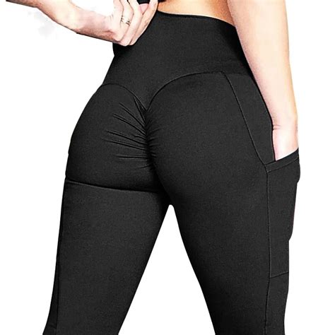 Sexy Push Up Women Legging Solid Color High Waist Workout Leggings Femme Pocket Trim Leggings