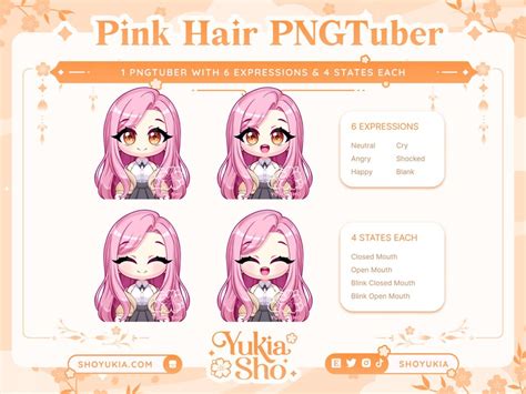 Pink Hair Brown Eyes Chibi Pngtuber Model For Twitchyoutube Etsy