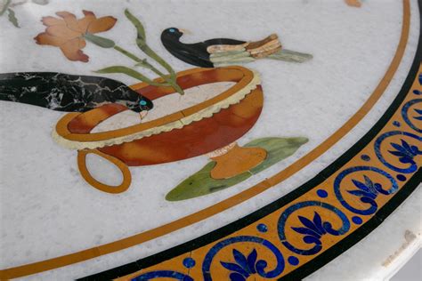 Er Jahre Spanische Pietra Dura Mosaik Intarsien Runde Wei E Marmor