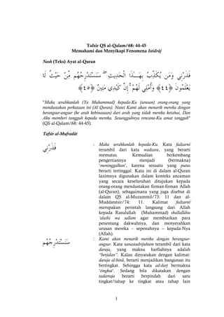 Tafsir Qs Al Qalam 68 Ayat 44 45 Memahami Dan Menyikapi Fenomena