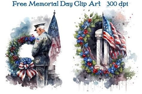 2 Free Memorial Day Watercolor Clip Art Graphic by Laura Beth Love · Creative Fabrica