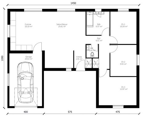 Plan et modele maison Plan maison en U Cléopâtre Veetruv