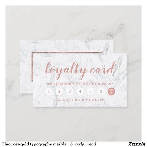 Chic Rose Gold Typography Marble Loyalty Card Zazzle Thi P