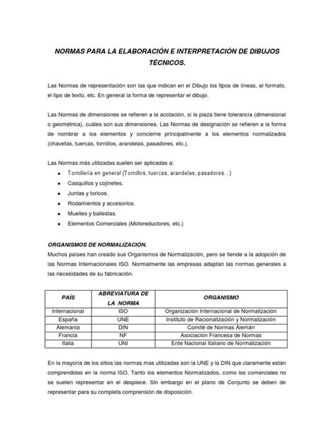 Normas Para La Elaboración E Interpretación De Dibujos Técnicos