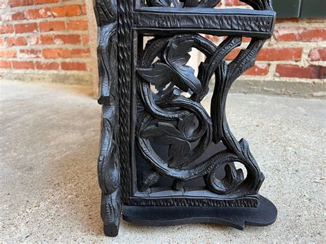 Antique European Black Forest Carved Wall Shelf Plate Display Rack