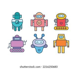 Cute Robot Characters Set Illustration Stock Vector (Royalty Free ...