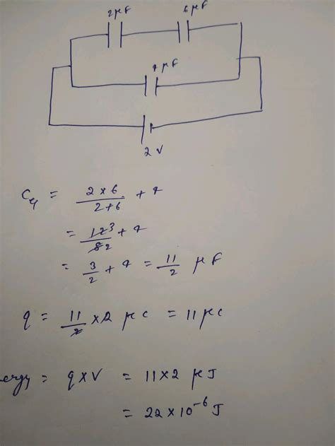 Two Capacitors C1 2mu F And C2 6mu F In Series Are Connected In