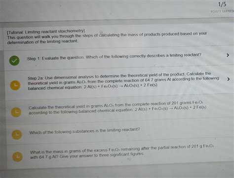 Solved [tutorial Limiting Reactant Stoichiometry] This