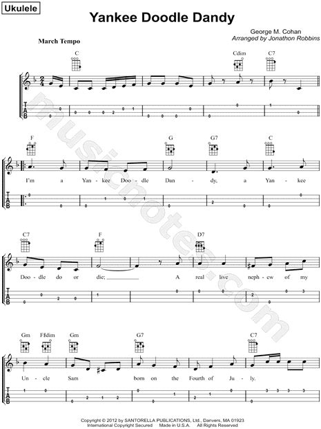 Yankee Doodle Guitar Chords