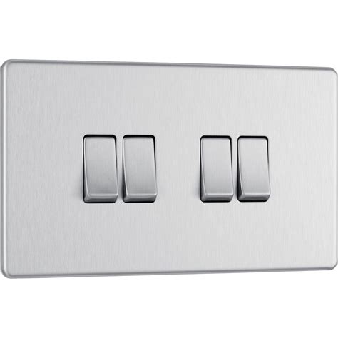 Electrical Fittings Superswitch Sw204bssc Twin Light Switch Brushed