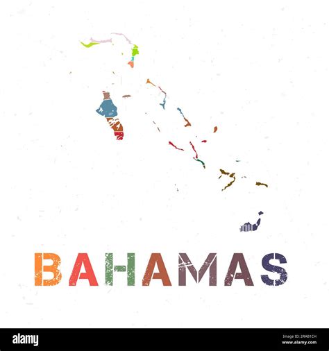 Bahamas Map Design Shape Of The Country With Beautiful Geometric Waves And Grunge Texture