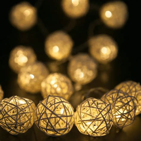 M Rattan Balls Lights Led String Fairy Holiday Christmas Lights