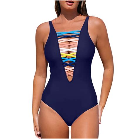 BUIgtTklOP Women Bikini Print Strappy Back Set Swimsuits Plus Size