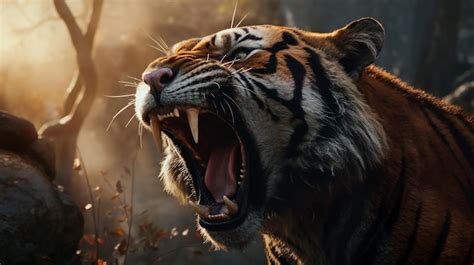 Premium Ai Image Angry Roaring Tiger Generative Ai