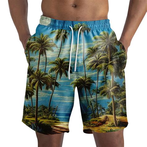 Qwertyu Mens Hawaiian Shorts Summer Tropical Swim Trunks Big And Tall