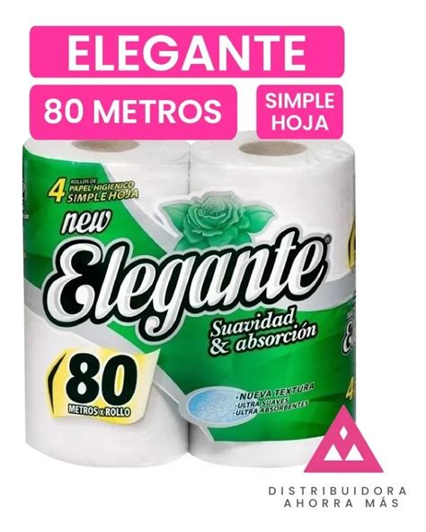 Papel Higienico Elegante Max 80 Mts X1 Paquete 4 Rollos Papeles