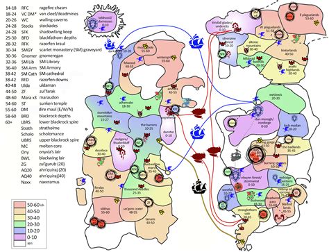 Wow Classic Zones By Level Map - Vector U S Map