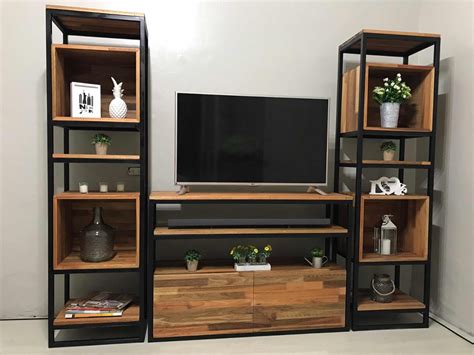 Mueble Tv Dise O Industrial Cm Con Cajones De Madera Y Hierro