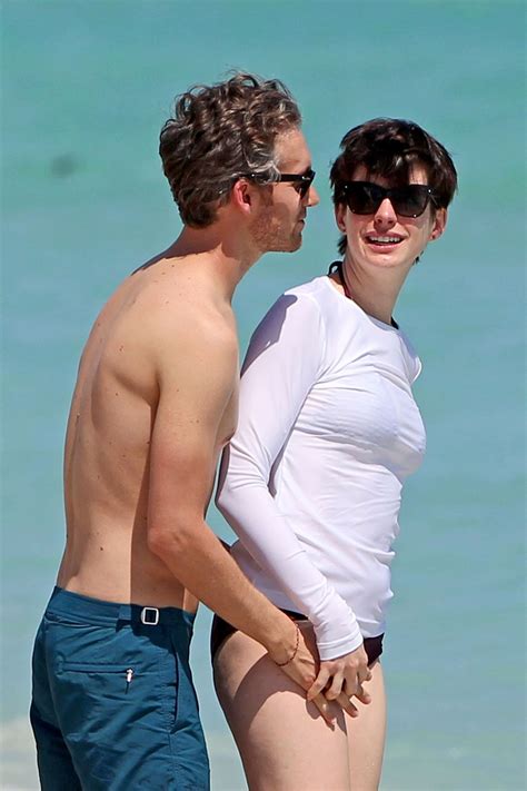 Anne Hathaway In A Covered Bikini Beach In Miami March CelebMafia