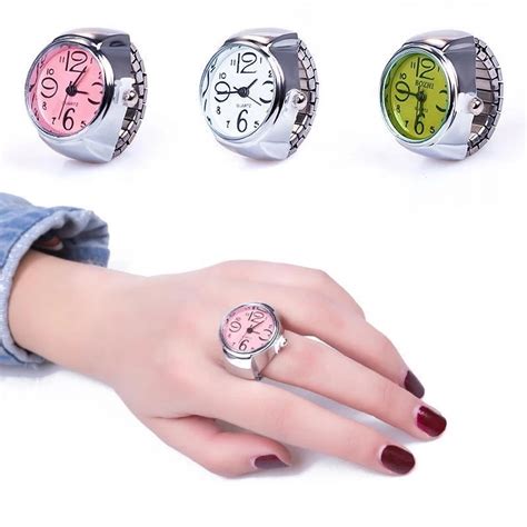 Round Dial Elastic Quartz Finger Watch Ring Jewelry Ts Shopee