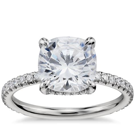 Blue Nile Studio Cushion Cut Petite French Pavé Crown Diamond