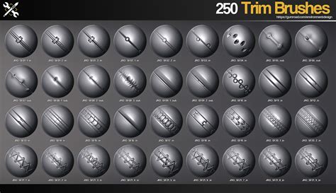 JROTools - Tools for 3D artists - JRO - 250 SF Trim Brushes/Alphas Vol 1