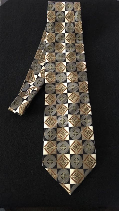 Giorgio Brutini Collezione Men Bronze Gold Gray 100 Silk Tie Necktie