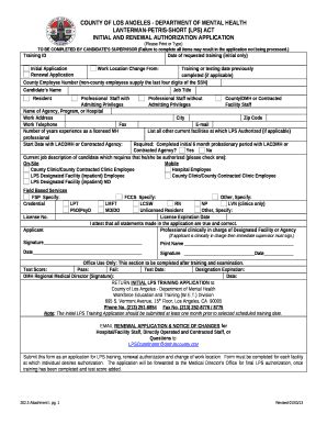 INITIAL AND RENEWAL AUTHORIZATION APPLICATION Lacdmh Lacounty Doc