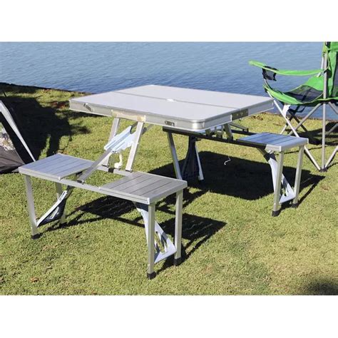 Mesa Dobrável Em Aluminio Camping Tipo Maleta 4 Banquetas CASTRO SHOP