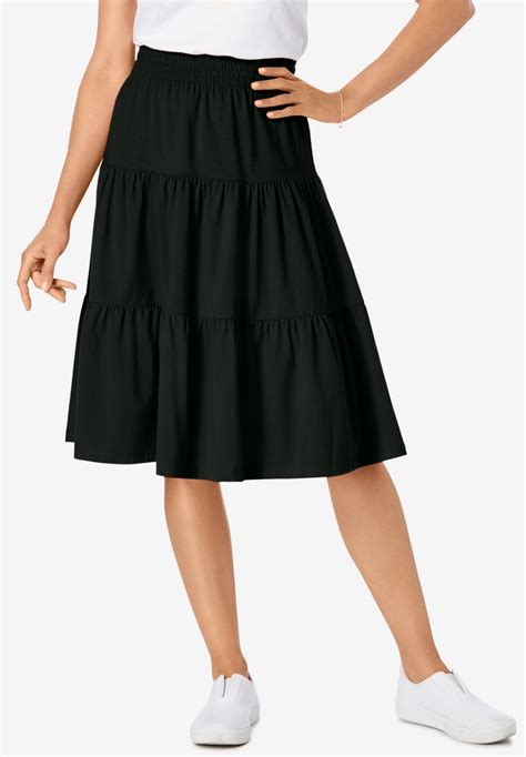 Jersey Knit Tiered Skirt Plus Size Skirts Woman Within