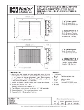 Fillable Online Submittal Models 6755H HD O AND 6755V HD O Type S