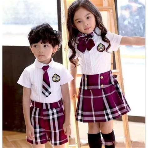 Maroon, White Cotton Kids Summer School Uniform Set at Rs 300/set in ...