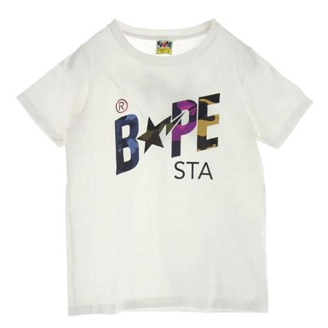 A Bathing Ape アベイシングエイプ Bape Sta ベイプスタ― ロゴ プリント 半袖 Tシャツ ホワイト系 S【中古】 4f12328gg0003ia36ブランド専門店