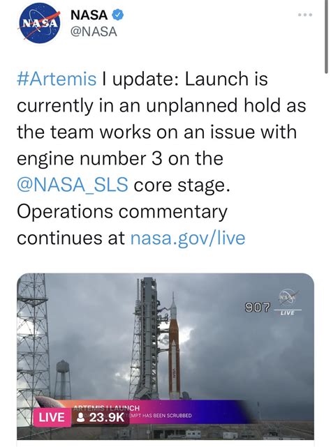 Nasas Artemis I Mission Cancelled For Today