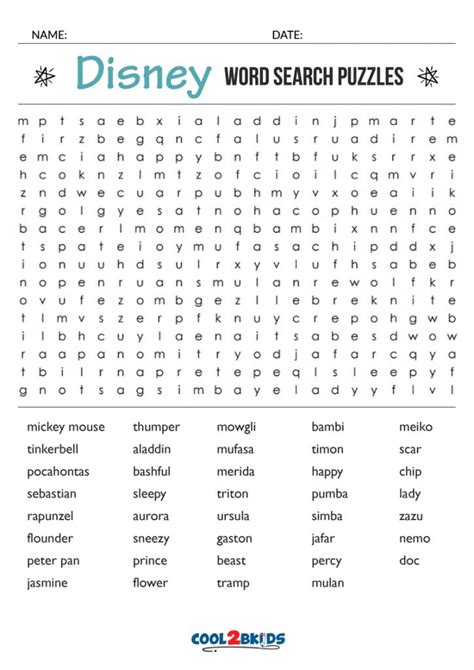 Printable Disney Word Search Tips For Creating Printable Word Searches