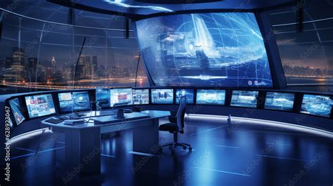 Design A Futuristic Cargo Logistics Control Room With A 360 Degree