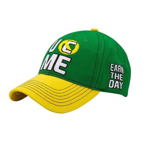 John Cena Green Yellow Earn The Day Baseball Hat Headband Wristband Se ...