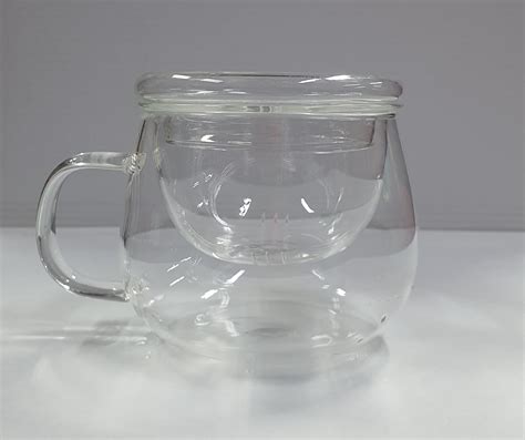 Fg 485 350ml Clear Glass Tea Cup With Infuser Unique Customized