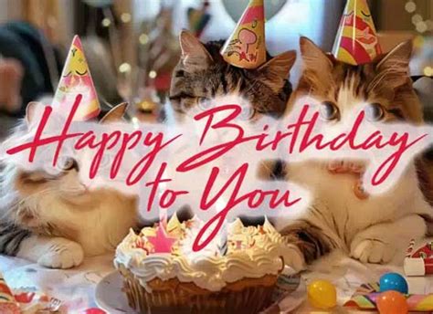 Cute Cats At A Birthday Party. Free Happy Birthday eCards | 123 Greetings