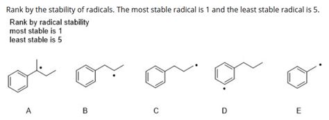 Solved Rank By The Stability Of Radicals The Most Stable Chegg