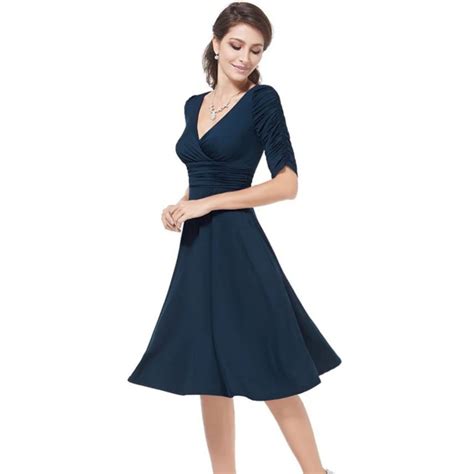 2017 Fashion Office Lady V Neck Formal Dress Women A Line Half Sleeve