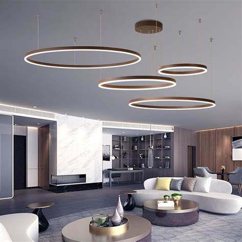 18w Led Copper Ring Chandelier For Living Room Pendant Light Buy 18w