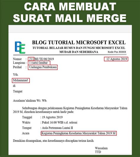 Cara Membuat Surat Keterangan Word Dengan Data Di Excel Hongkoong