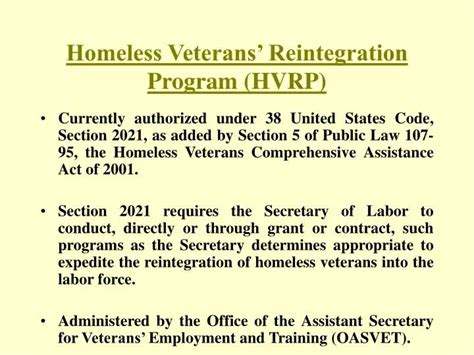 PPT Homeless Veterans Reintegration Program HVRP PowerPoint