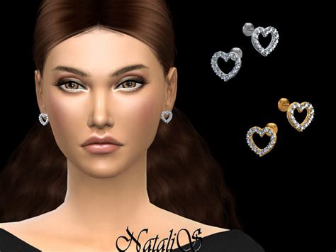 The Sims Resource Natalis Crystal Open Heart Stud Earrings