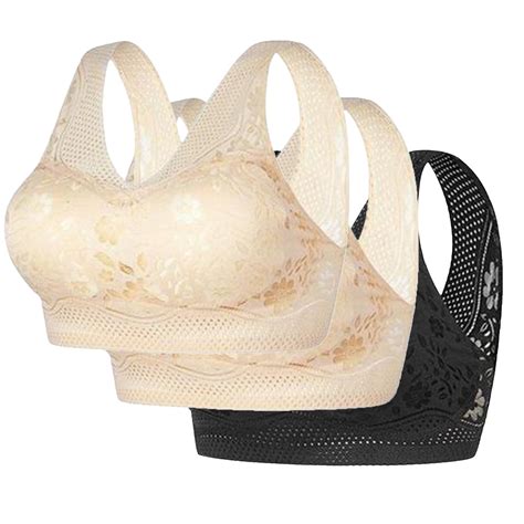 Alllist Lingerie For Women Pack Plus Size No Wire Bralette Plian Lace