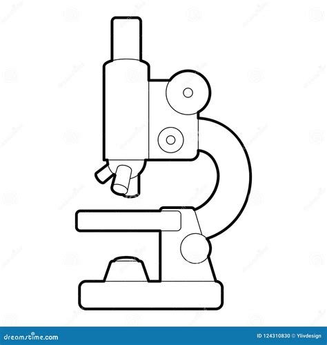 Icono Del Microscopio Estilo Del Esquema Stock de ilustración