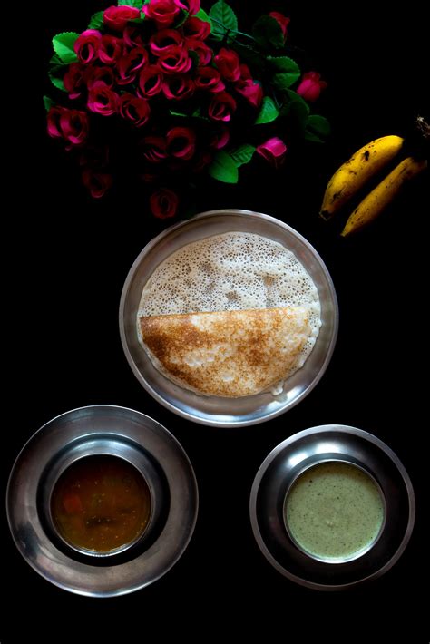 Homemade Delicious Set Dosa On A Dark Background Pixahive