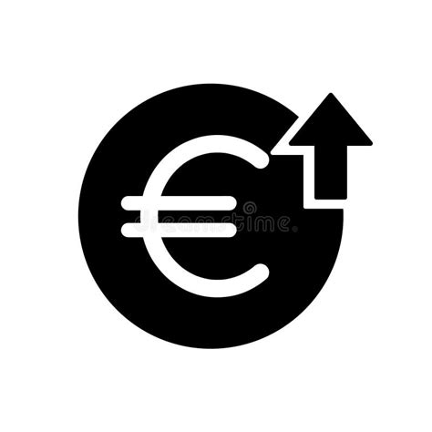 Euro Sign With Arrow Up Rounded Black Vector Icon Cost Raising Price